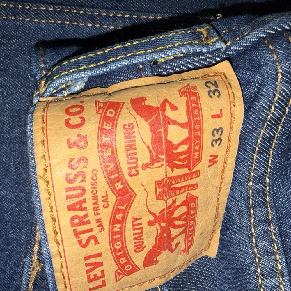 Levi's Straight Leg Western Cut Dark Wash Blue Jeans Men's 33x32 - Picture 2 of 7